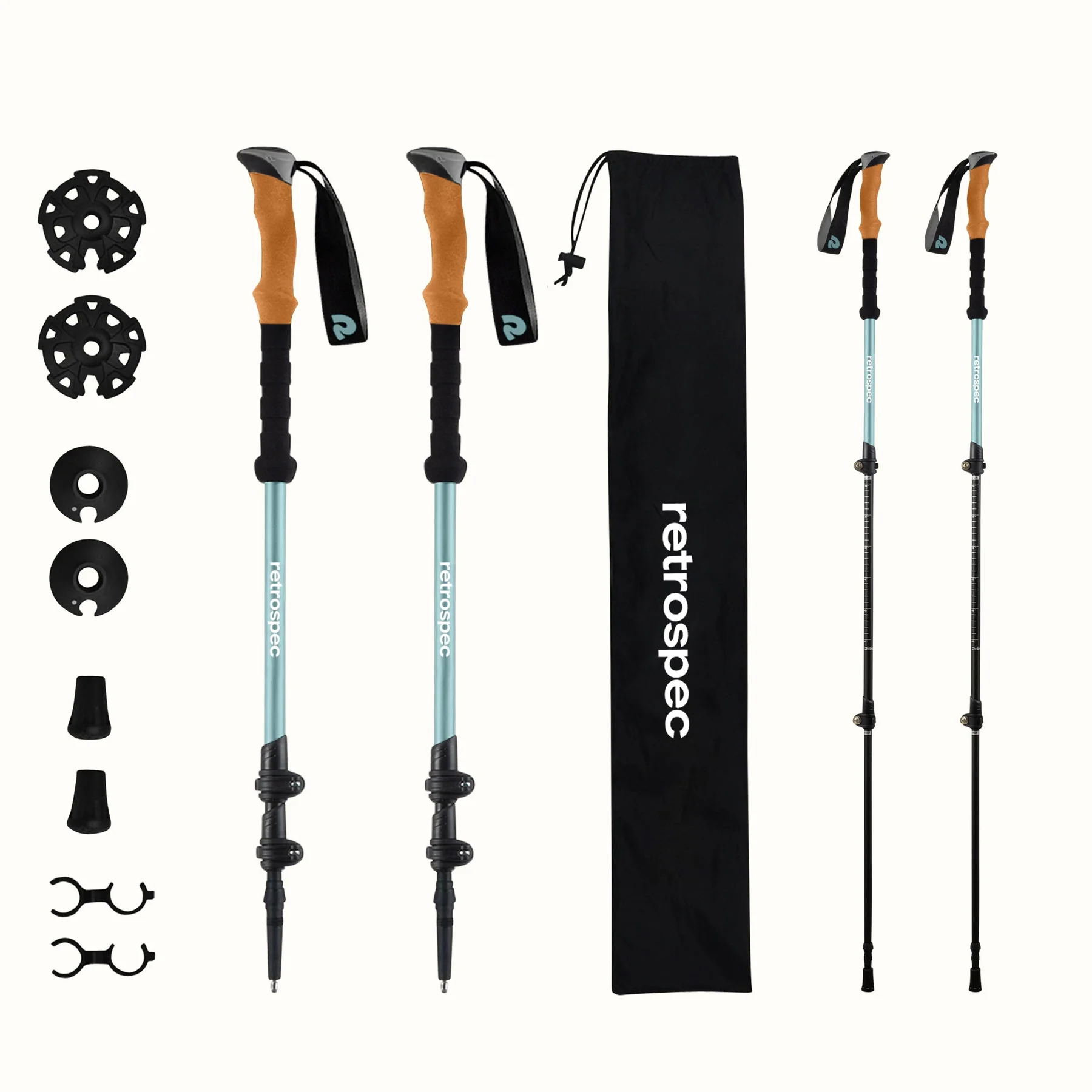 Retrospec - Solstice Trekking Poles - Cork Grip - Winter Mint